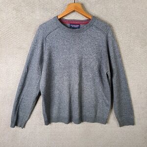 Roundtree & Yorke Sweater Men Large Gray Wool Blend Pullover Crew Neck Essential